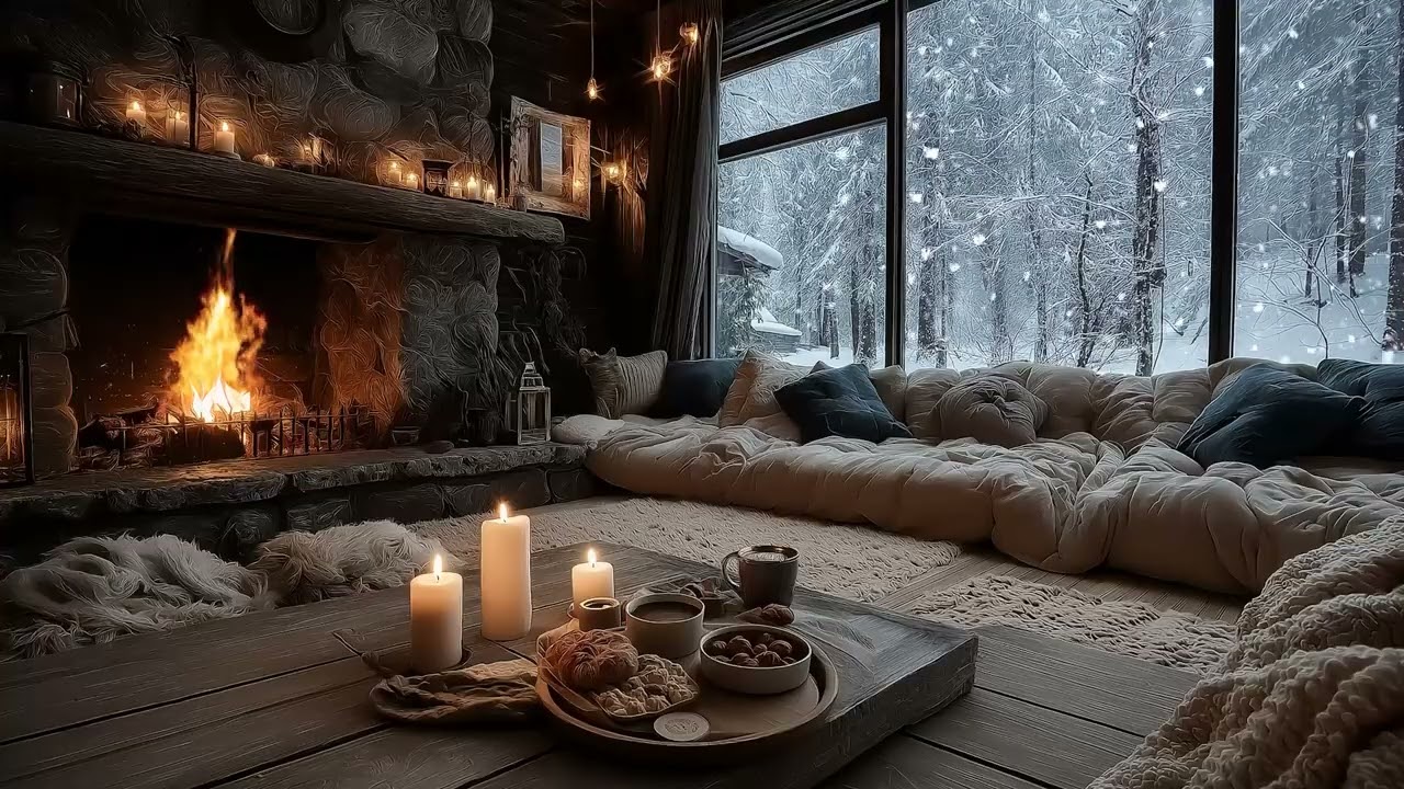 Low Fire Mood Ambience with Soft Crackling Flames and Quiet Night Calm for Deep Relaxation Sleep