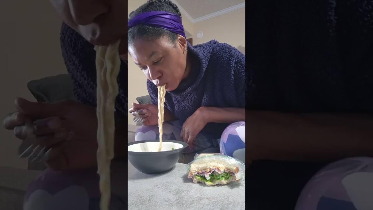 Mukbang! Munching on the Ramen I cooked and the sandwich I made.