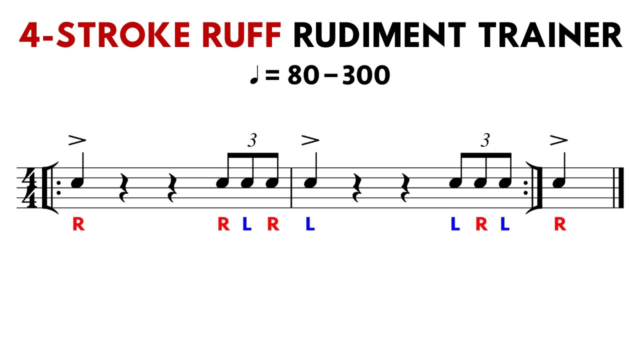 4-Stroke Ruff Rudiment Trainer (Play-Along) | 80&ndash;300 BPM