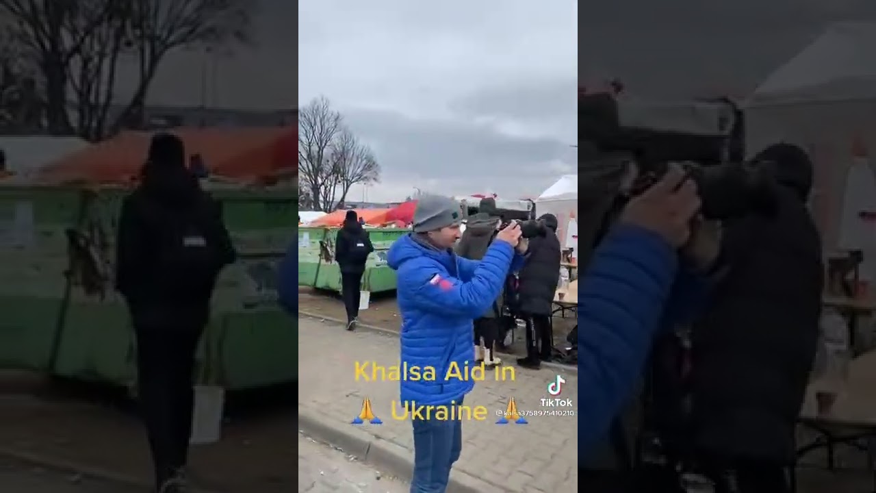Khalsa aid serving food in Ukraine.