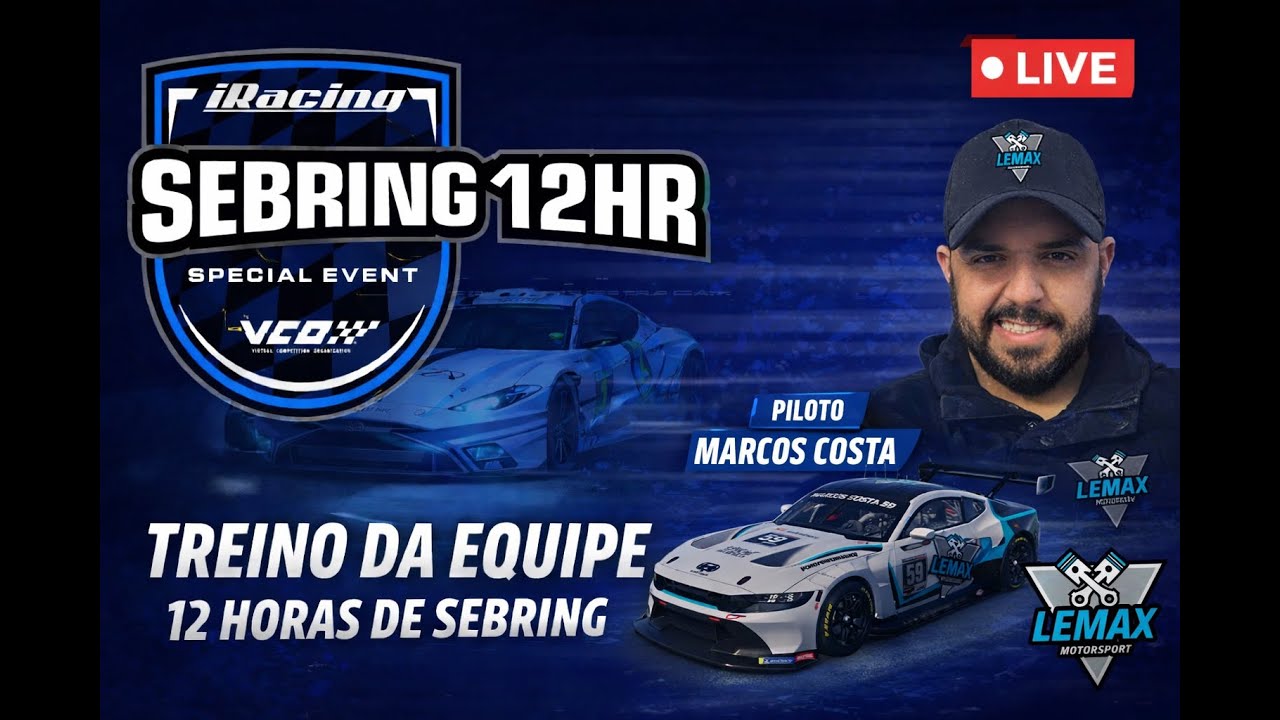 Treino com a galera para Sebring 12 Horas - iRacing - Ao Vivo