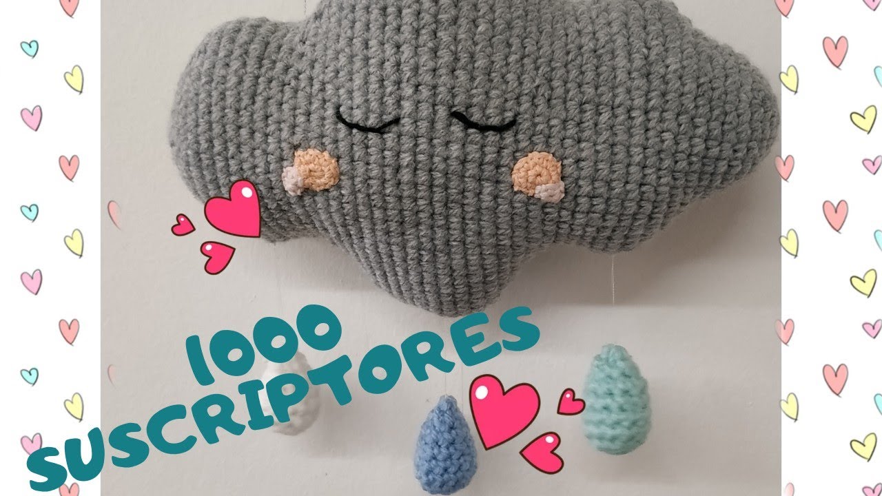 Nube CLAUDIA con gotitas amigurumi. Cloud crochet