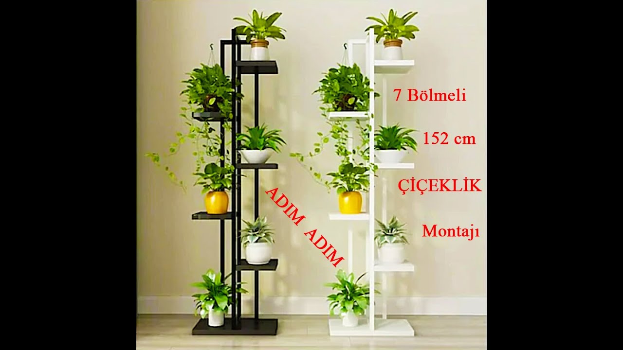 152cm 7 Bölmeli Raf Metal Çerçeveli ÇİÇEKLİK