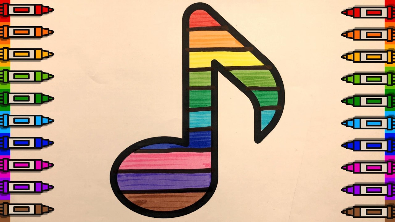 10 Colors Art Coloring: UI Sound Symbols – Music Note, Sound On, Headphone & Mic with Marker Pens