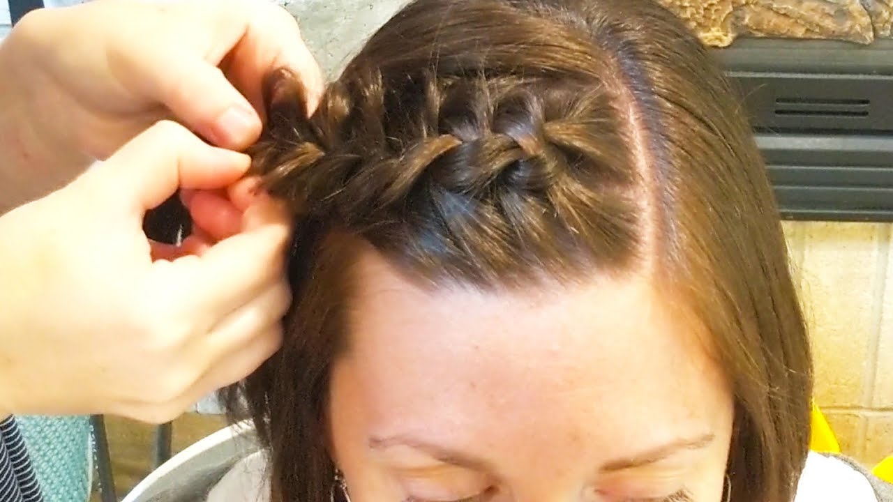 Easy 2 Minute Hairstyle - How to French Braid Your Bangs on Short Hair (So They're Out of Your Face)