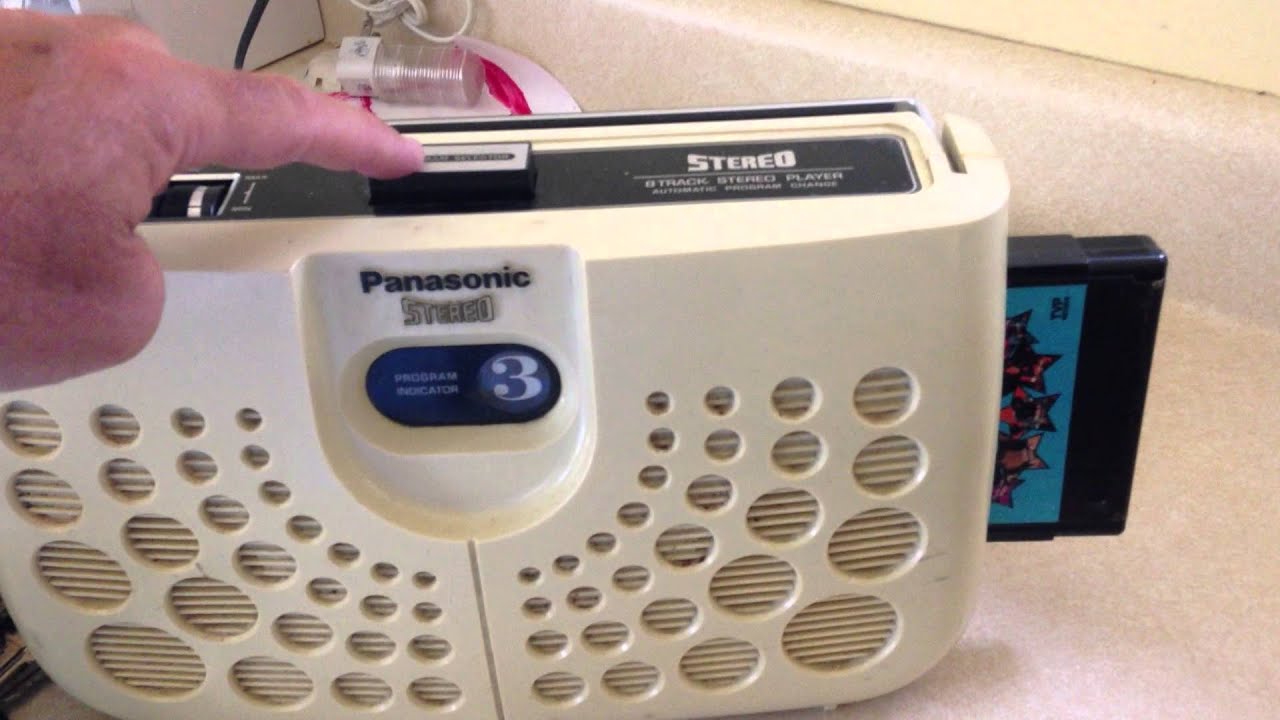Vintage 8 track player in use