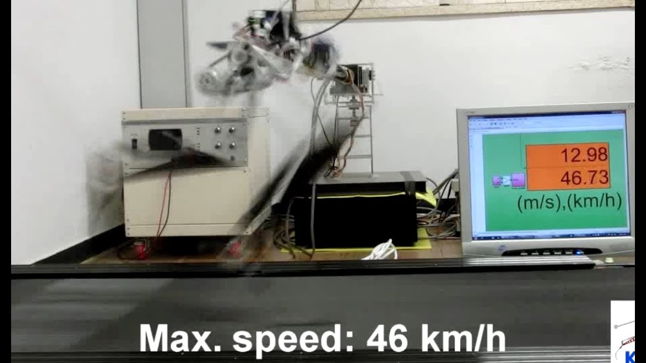 KAIST Raptor robot runs at 46 km/h, Active tail stabilization