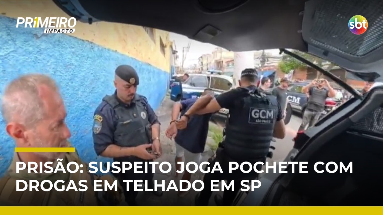 Suspeito arremessa pochete com drogas em telhado e é preso em flagrante em SP | #PrimeiroImpacto