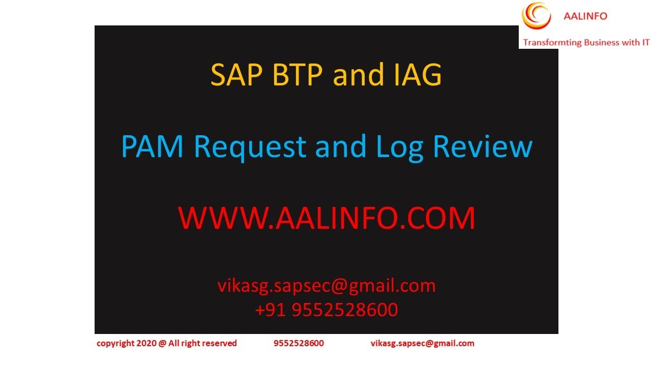 SAP BTP and IAG PAM Access request - AALINFO
