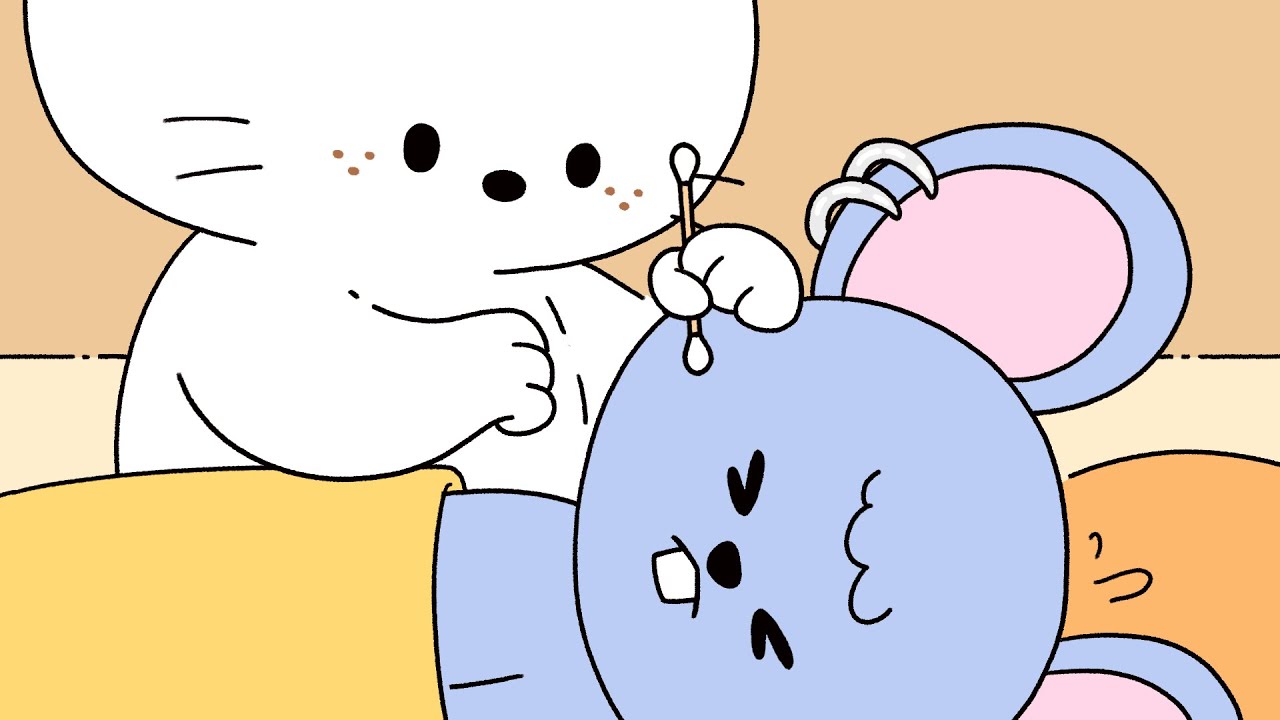 Neko popping on cheek for Chiko🐰Cute asmr animation