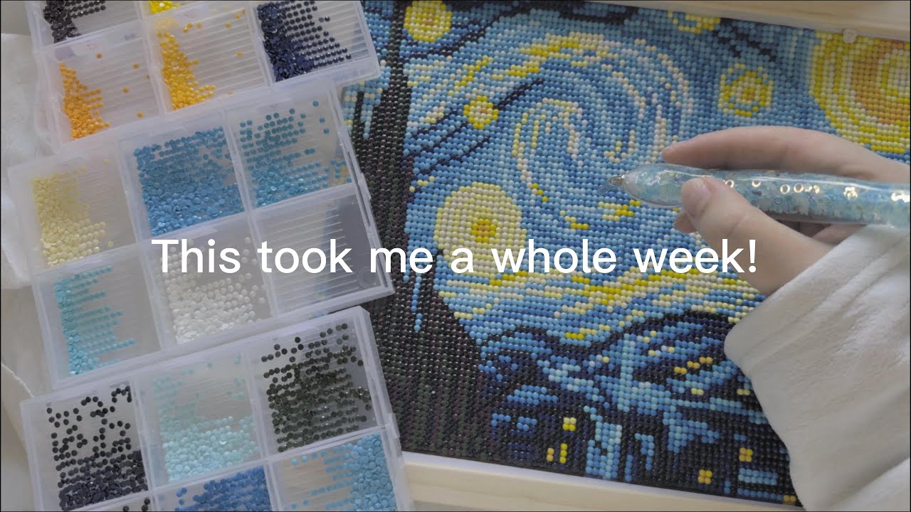 ☁️This took me a whole week! but its worth it! | ASMR Starry Night Diamond Painting