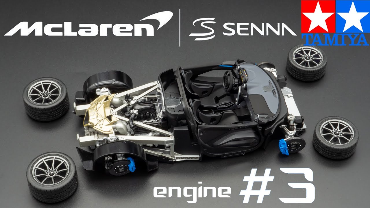 1/24 McLaren Senna. Установка двигателя, шасси. Tamiya 24355 #3