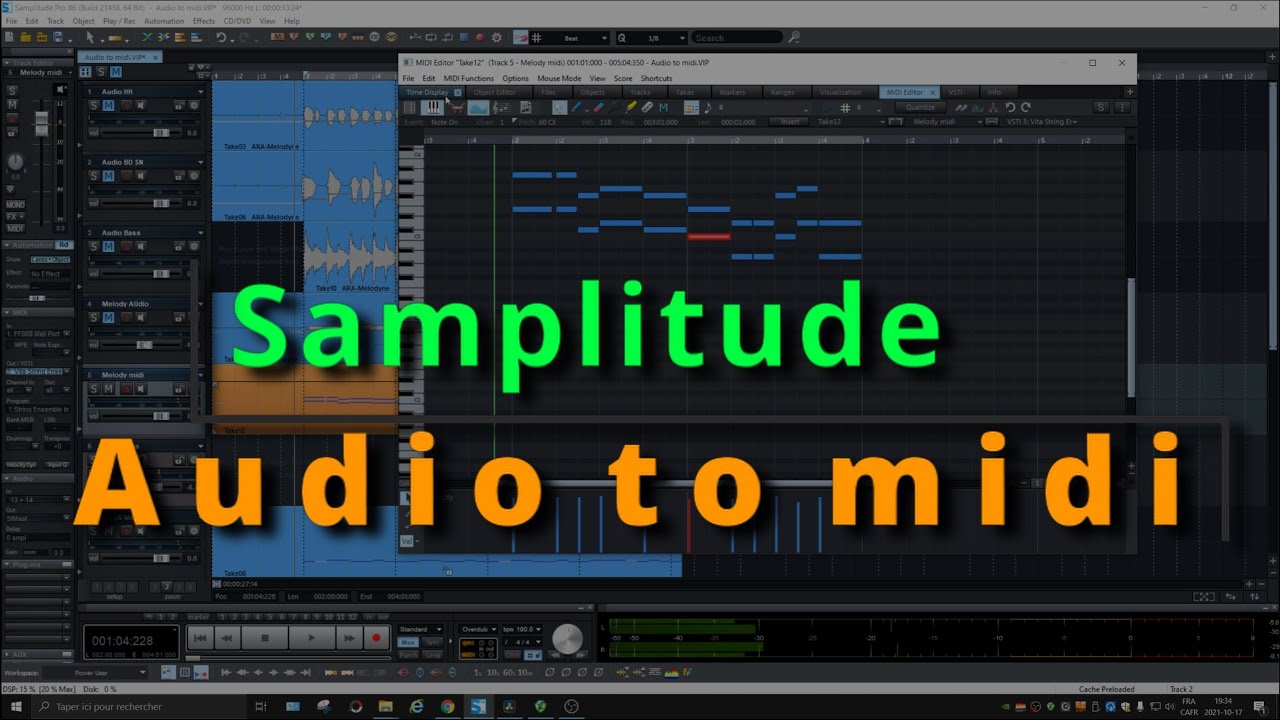 Convert Audio to Midi with Samplitude PRO X - From voice tracks
