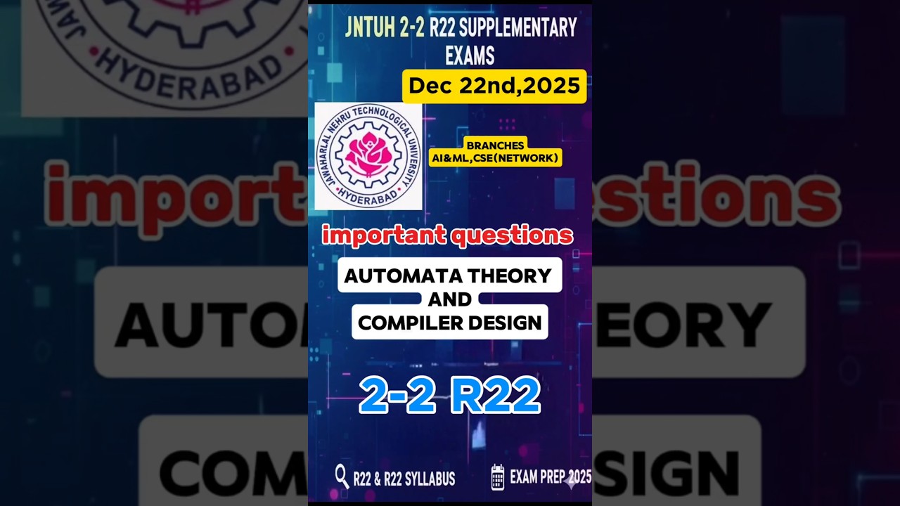 Automata Theory & Compiler Design R22 JNTUH 2-2 supply dec  | Unit Wise Important Questions |