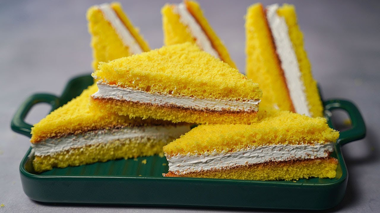 Cake Sandwich | Triangle Cream Cake | Vanilla Slice Cake Recipe | Yummy