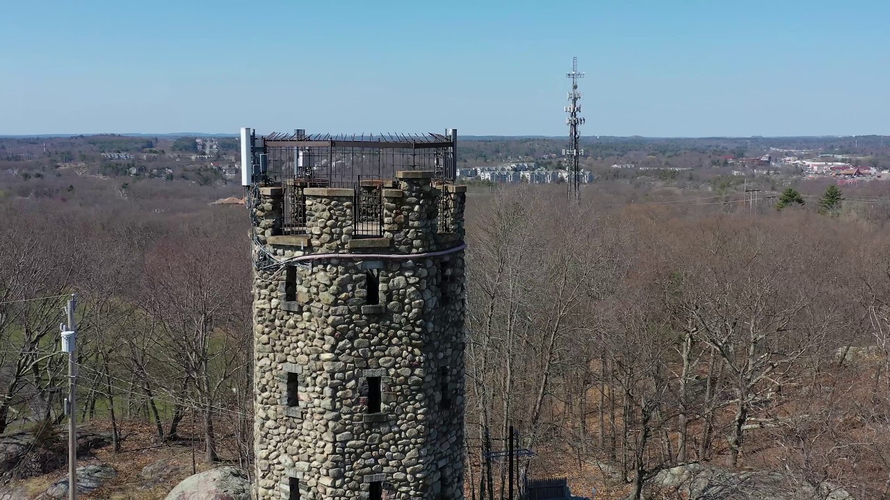 Sofi Tucker Purple Hat Slayton Tower Mount Hood Melrose Massachusetts Drone Video 4K