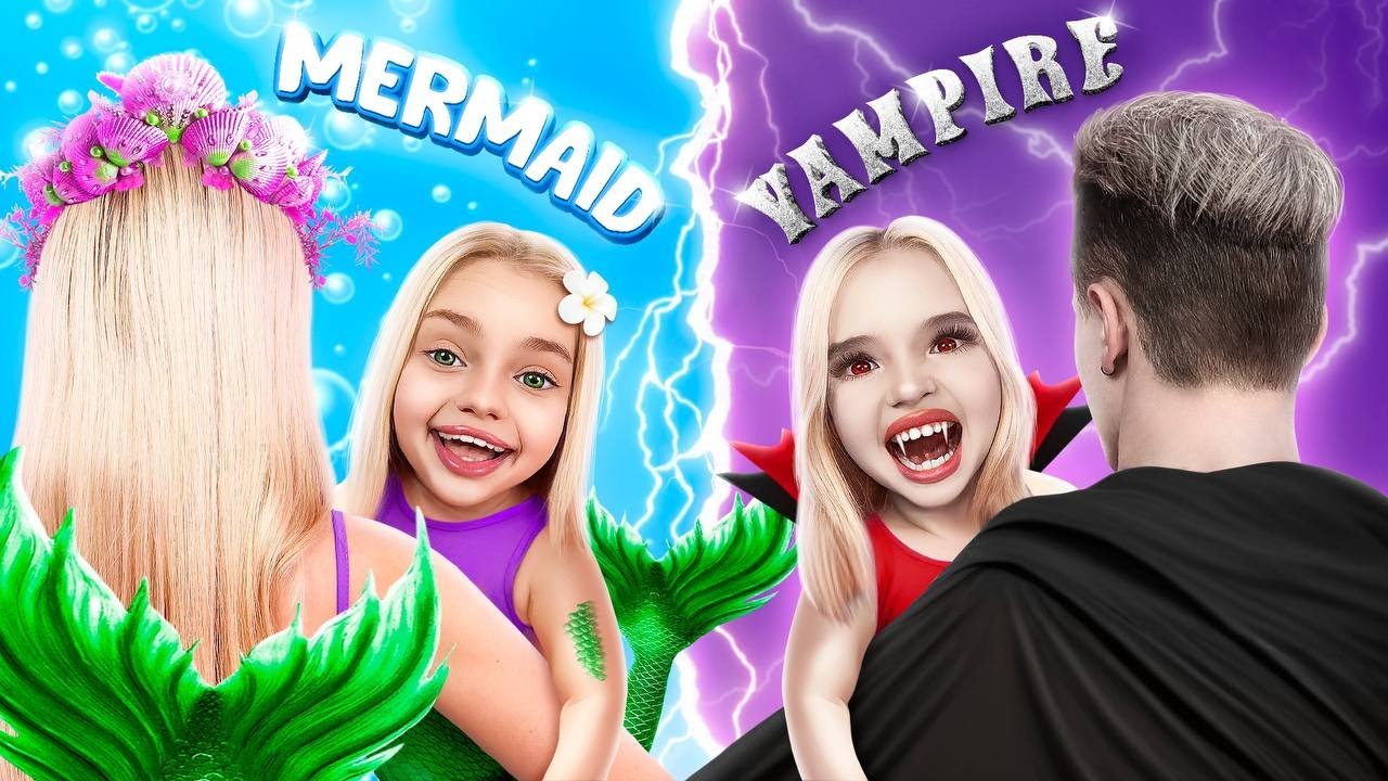 We Were Adopted by Mermaid Mom and Vampire Dad! Good vs Bad Sister