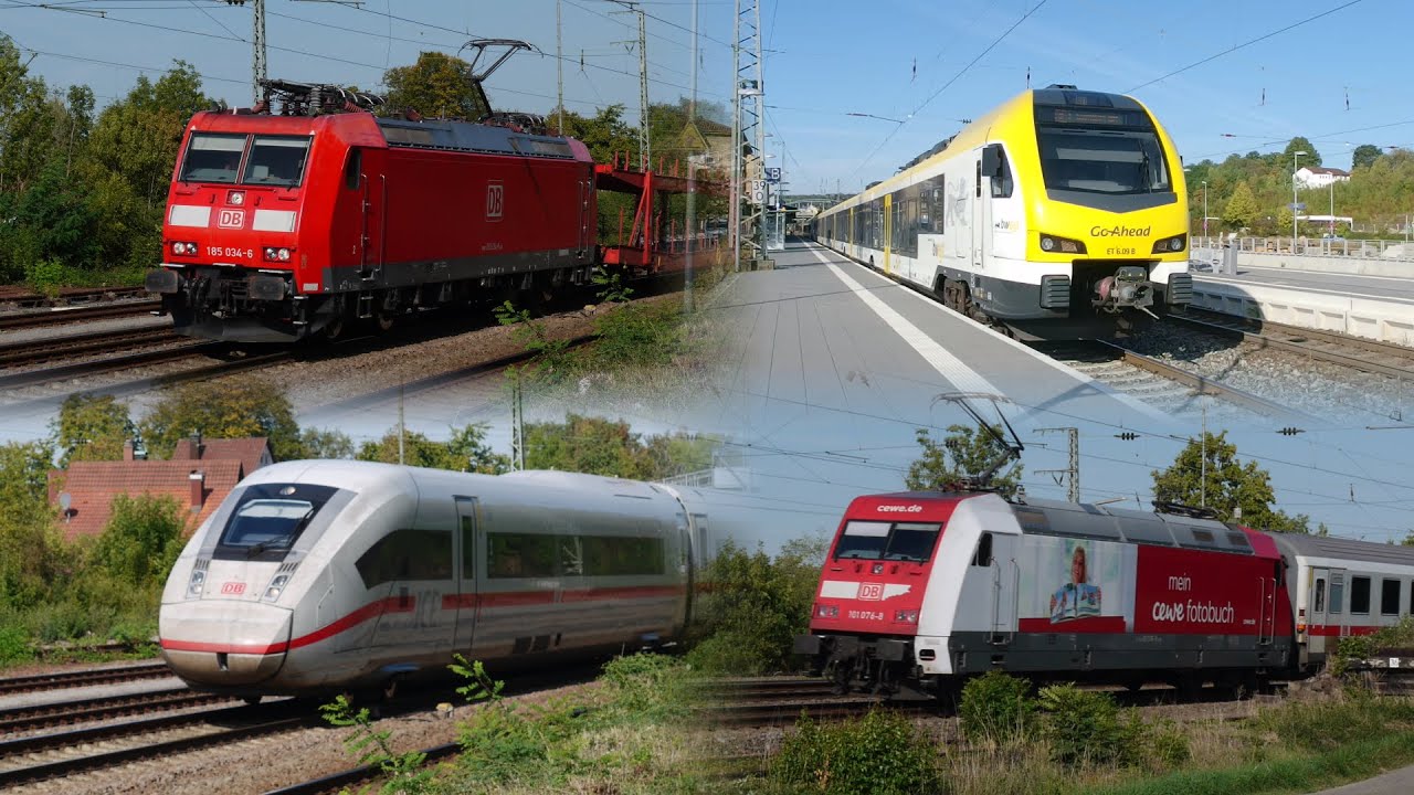 Mühlacker | ICE- & IC-Umleiter, BR 152 und 185 mit Güterzügen, Talent-2 und FLIRT 3 | Trainspotting