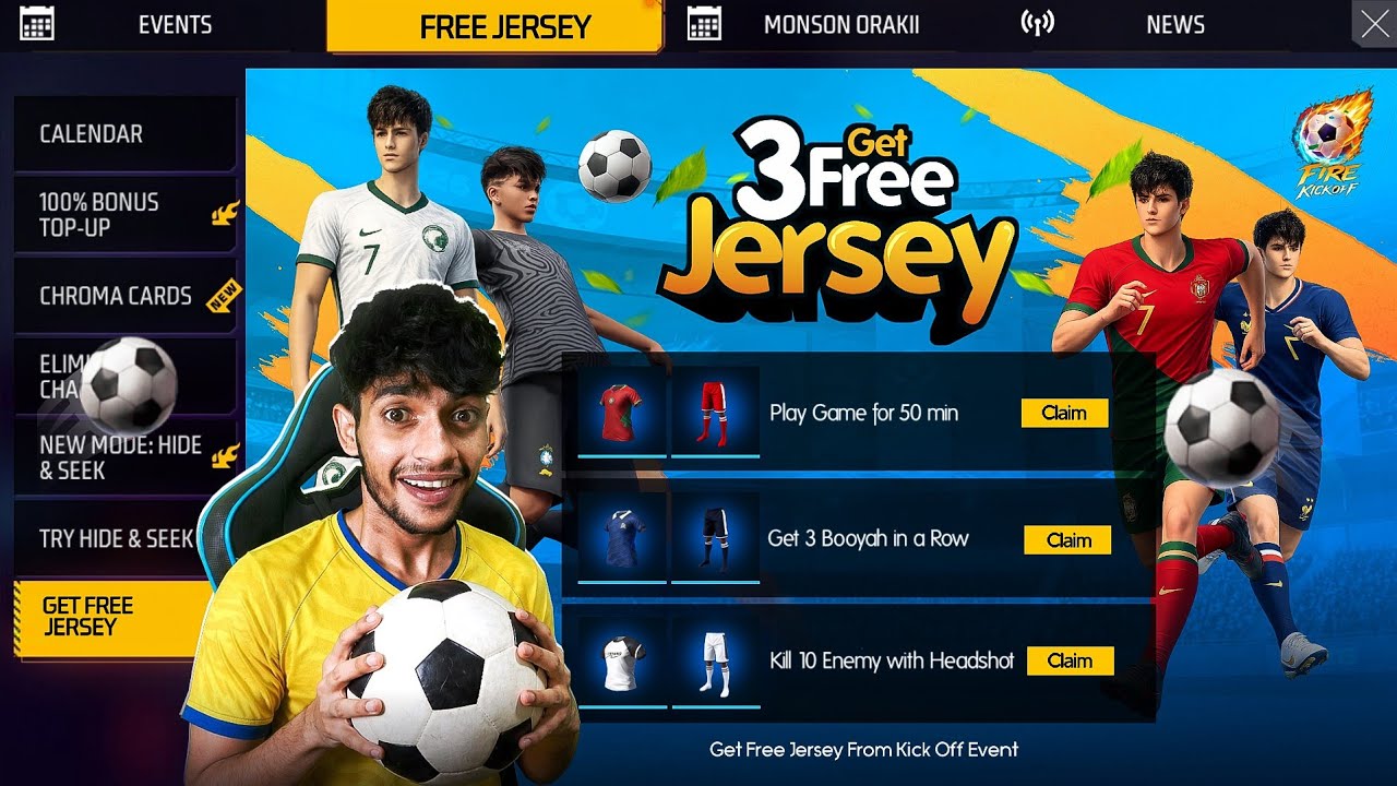 GET 3 FREE JERSEY 😱 Free Fire Max