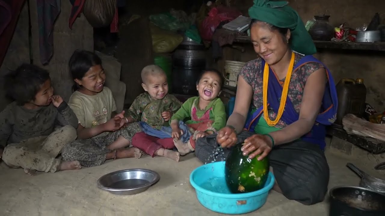 Myvillage official videos EP 914 || Mother is feeding watermelon first time in village