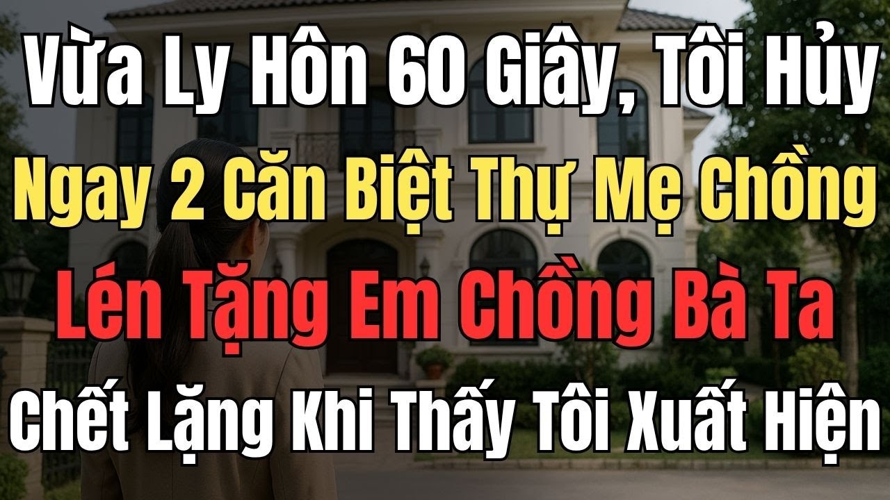 Vừa Ly Hôn 60 Giây, Tôi Hủy Ngay 2 Căn Biệt Thự Mẹ Chồng Lén Tặng Em Chồng, Bà Ta Chết Lặng Khi Thấy