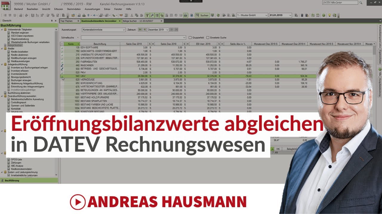 Eröffnungsbilanz abgleichen in DATEV Rechnungswesen