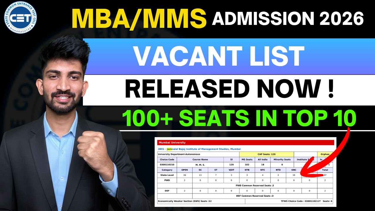 MBA Vacant Seats Official Updates 2026 | Mba Vacant round Admission 2026