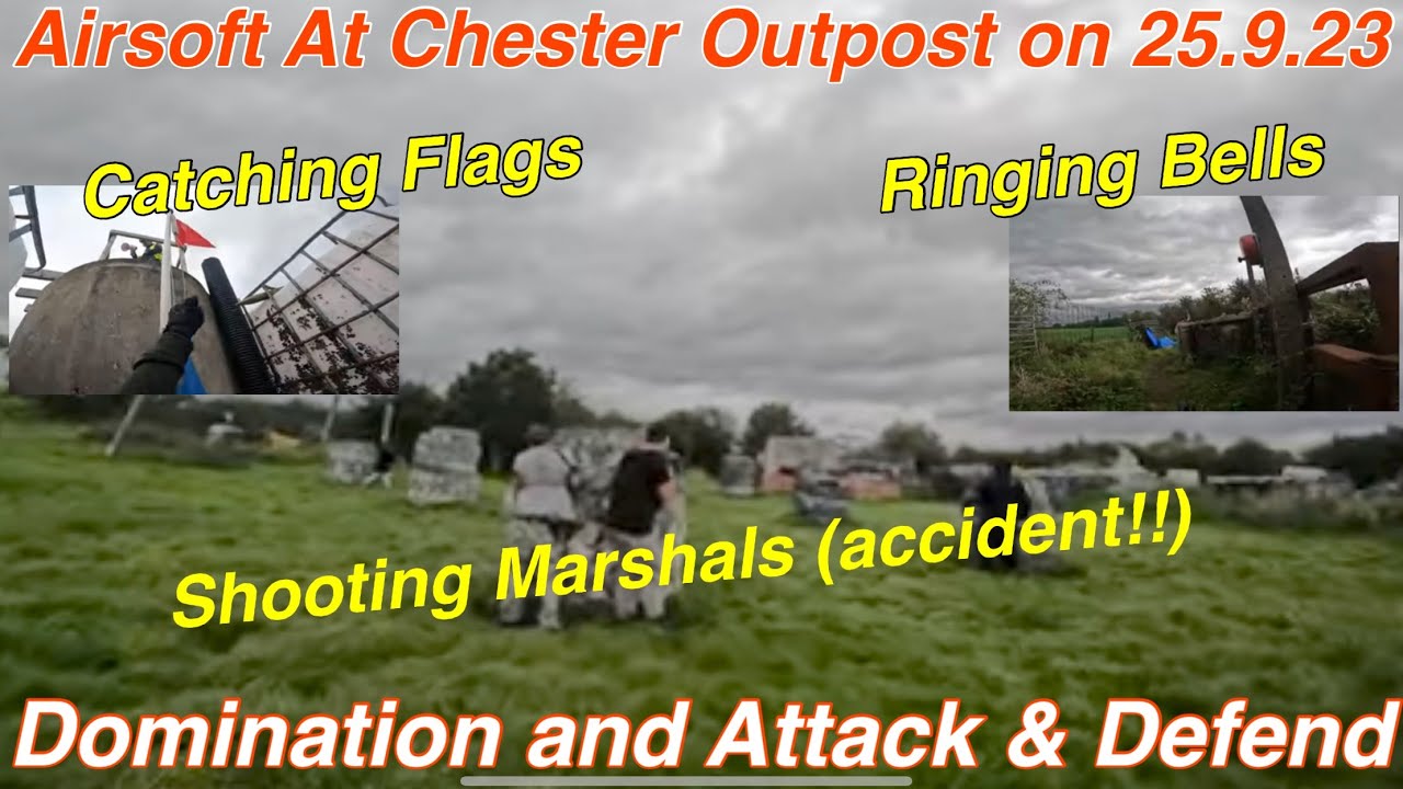 Airsoft @ The Outpost, 24.9.23. Domination and Attack & Defend today. Catching Flags & Ringing Bells