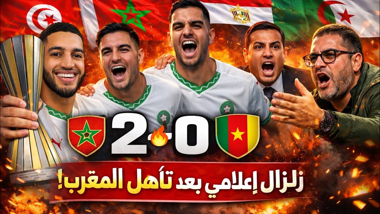 شاهد كيف إنفجر الإعلام التونسي والجزائري بعد تأهل المغرب المثير على الكاميرون ! 2-0