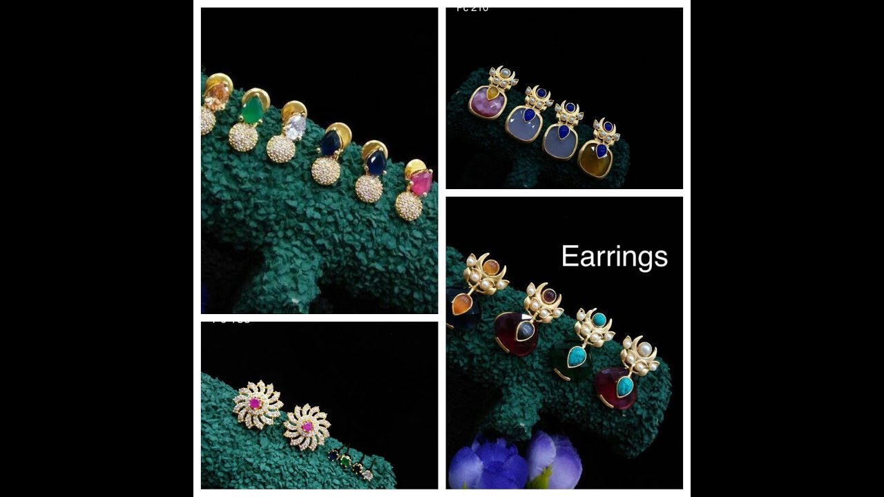 Color Changeable gem  Stone Rainbow color Earrings/studs/ Kaadholai/Sattai Potthaan
