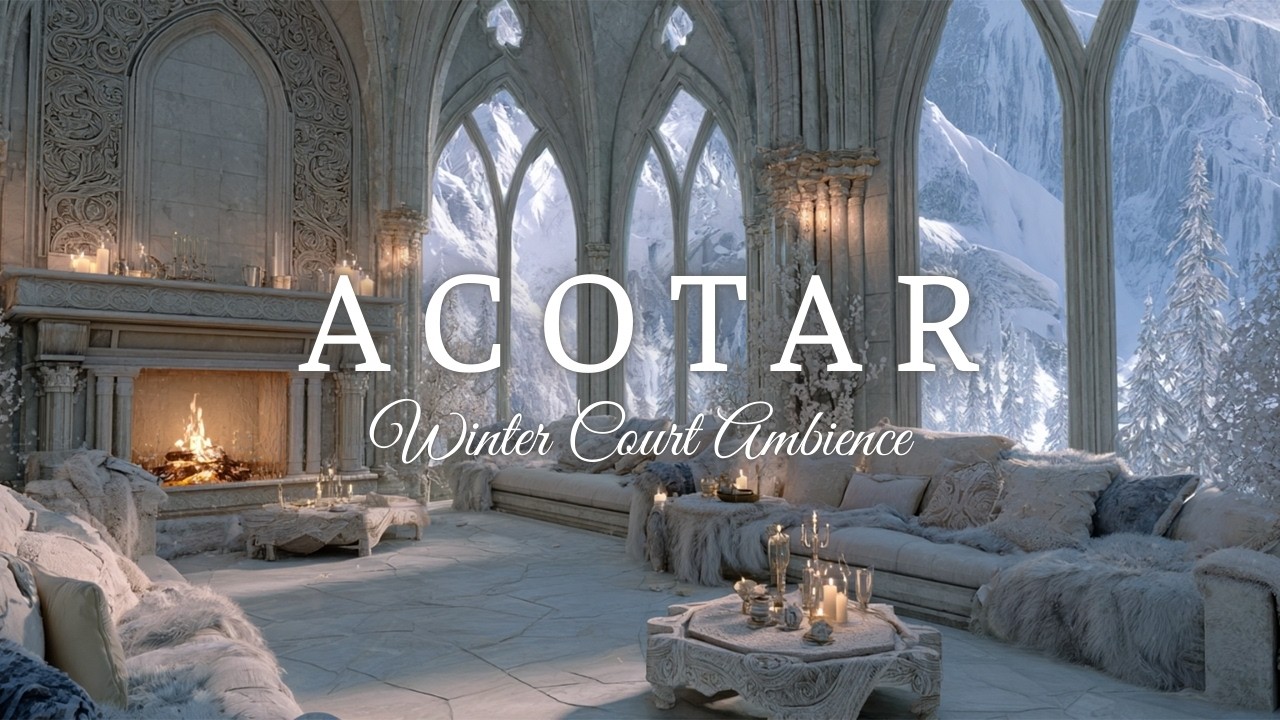 Winter Court Sanctuary | ACOTAR Ambience with Snowy Winds & Fireplace for Deep Sleep & Relaxation