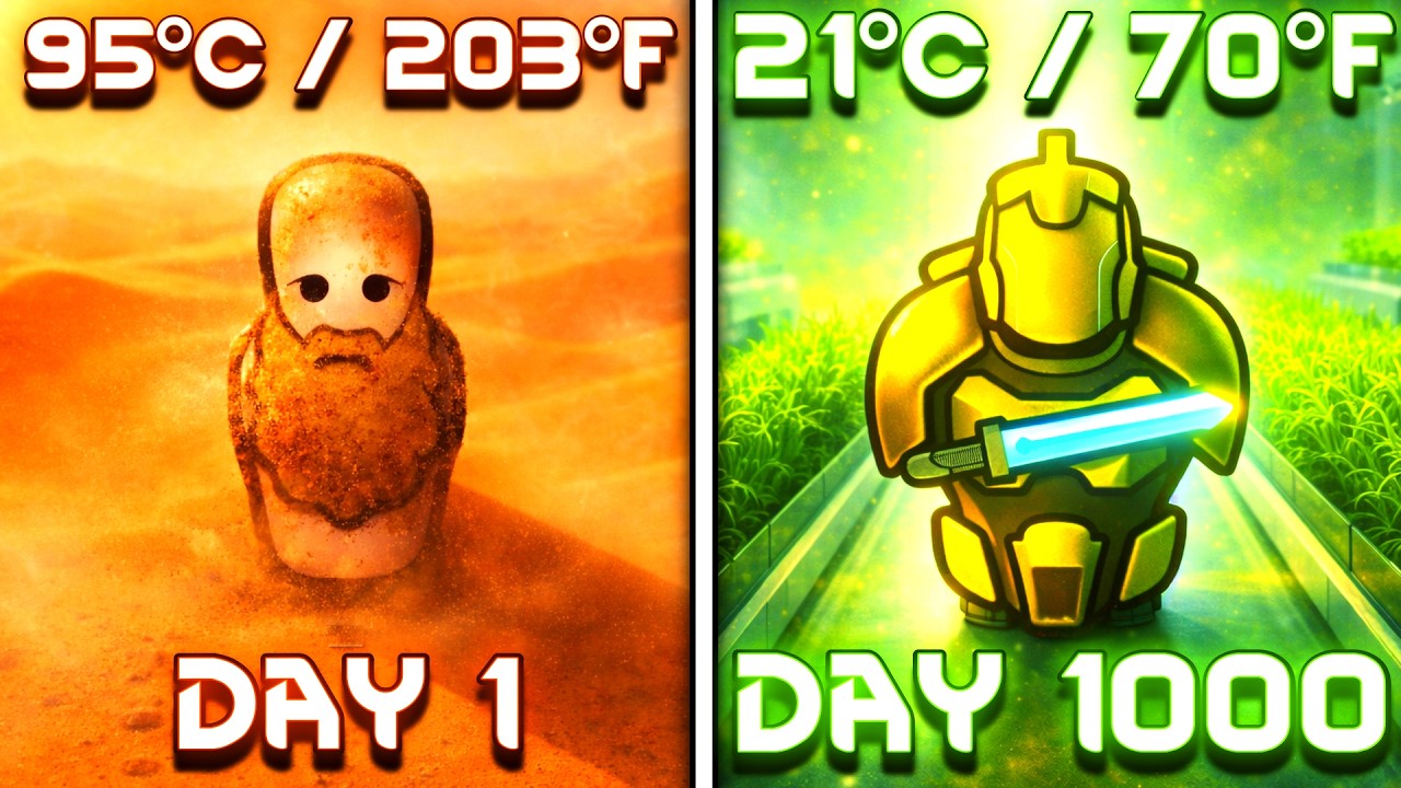 I Survived 1000 Days SOLO in RimWorld's TRUE EXTREME DESERT (95°C / 203°F)