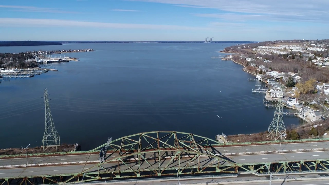 Drone flight from the Stone Bridge to the Sakonnet River Bridge in Tiverton, Rhode Island.
