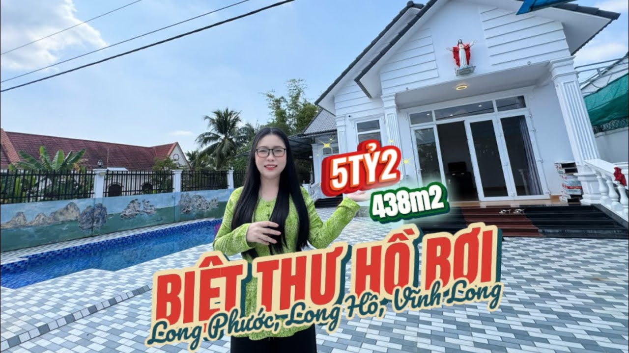 Biệt thự hồ bơi, Long Phước, Long Hồ, Vĩnh Long, 5tỷ2, 438m2
