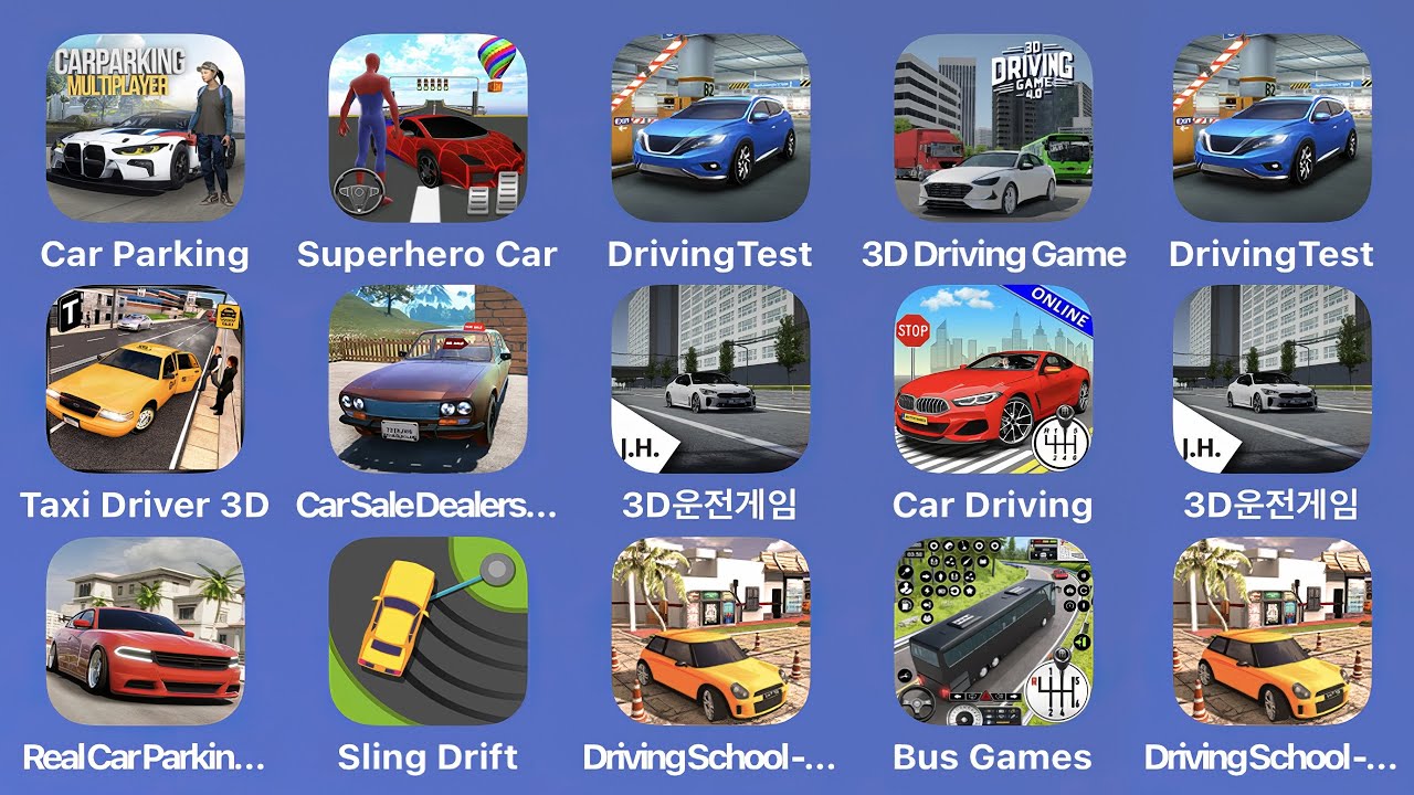 Car Parking Multiplayer,Superhero Car,Driving Teset,3D Driving Game,Sling Drift,Real Car Parking