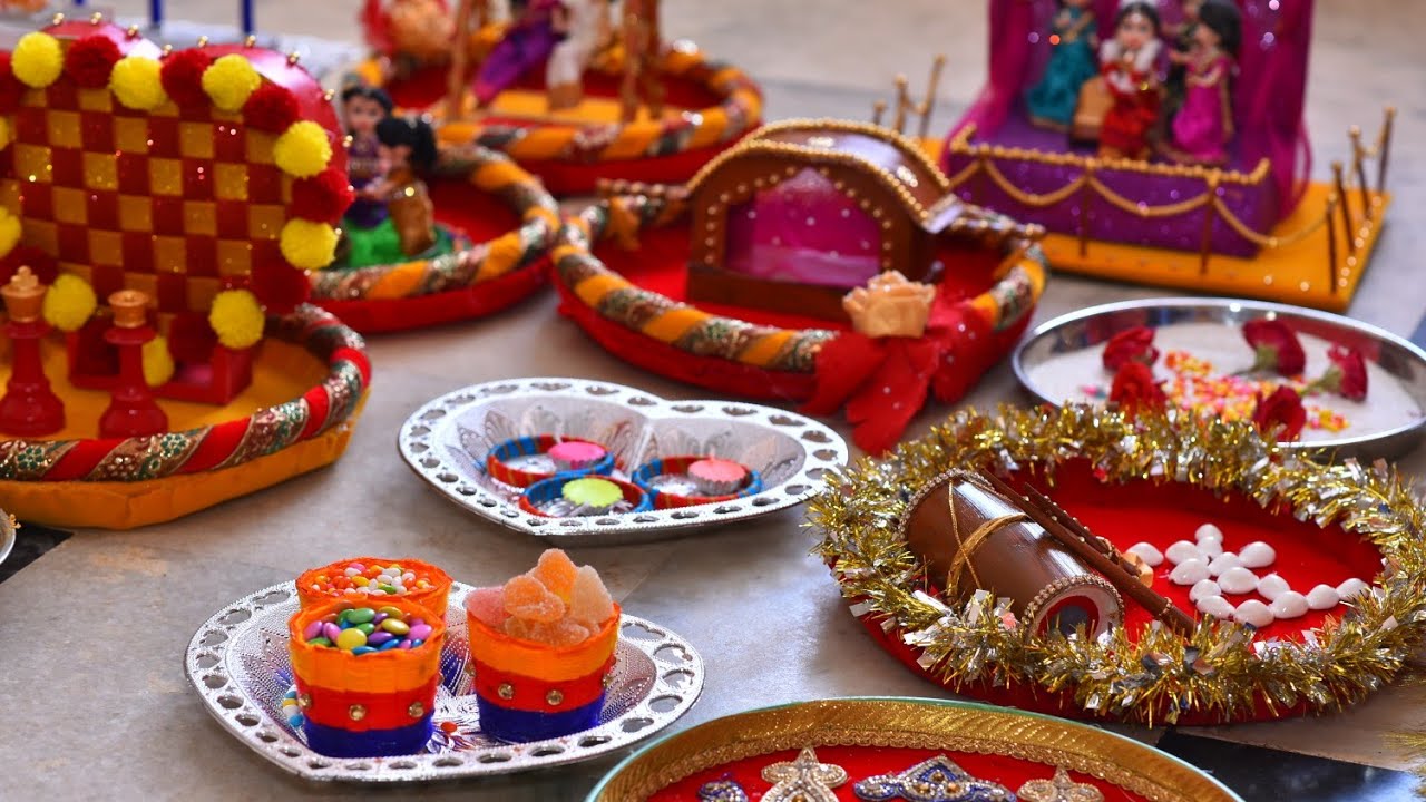 DIY aarathi plates idea of your own marriage 💑 wedding plate decoration #aarathiplates #weddingplate