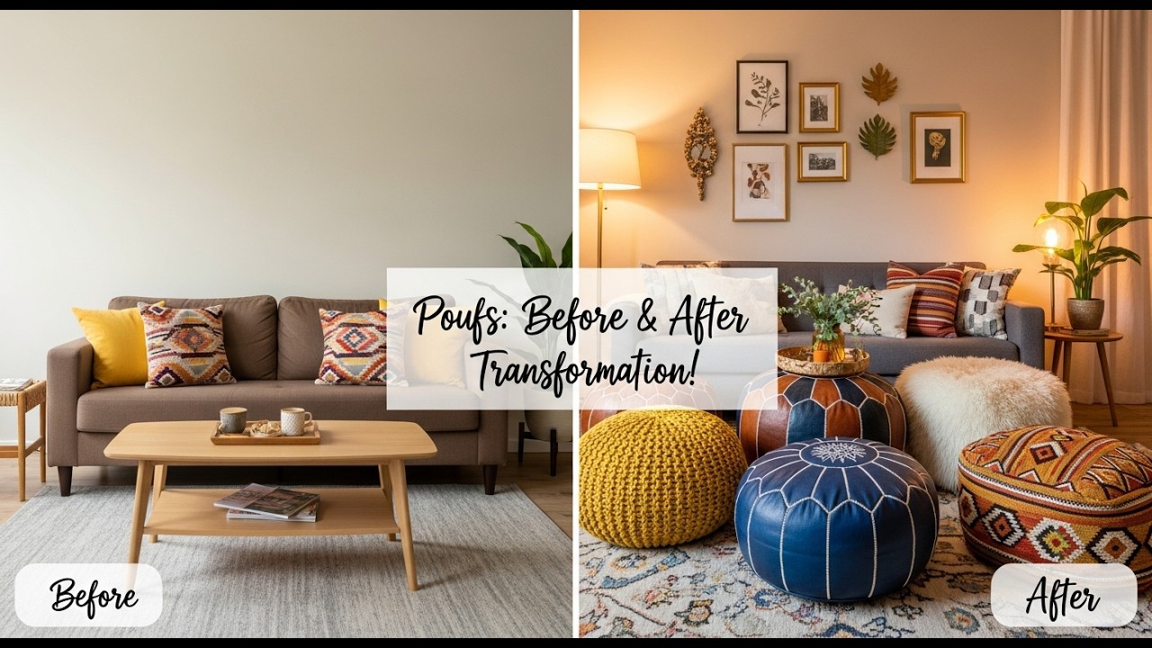 Living Room Makeover: Unlock Comfort & Style with Poufs! (Before & After)