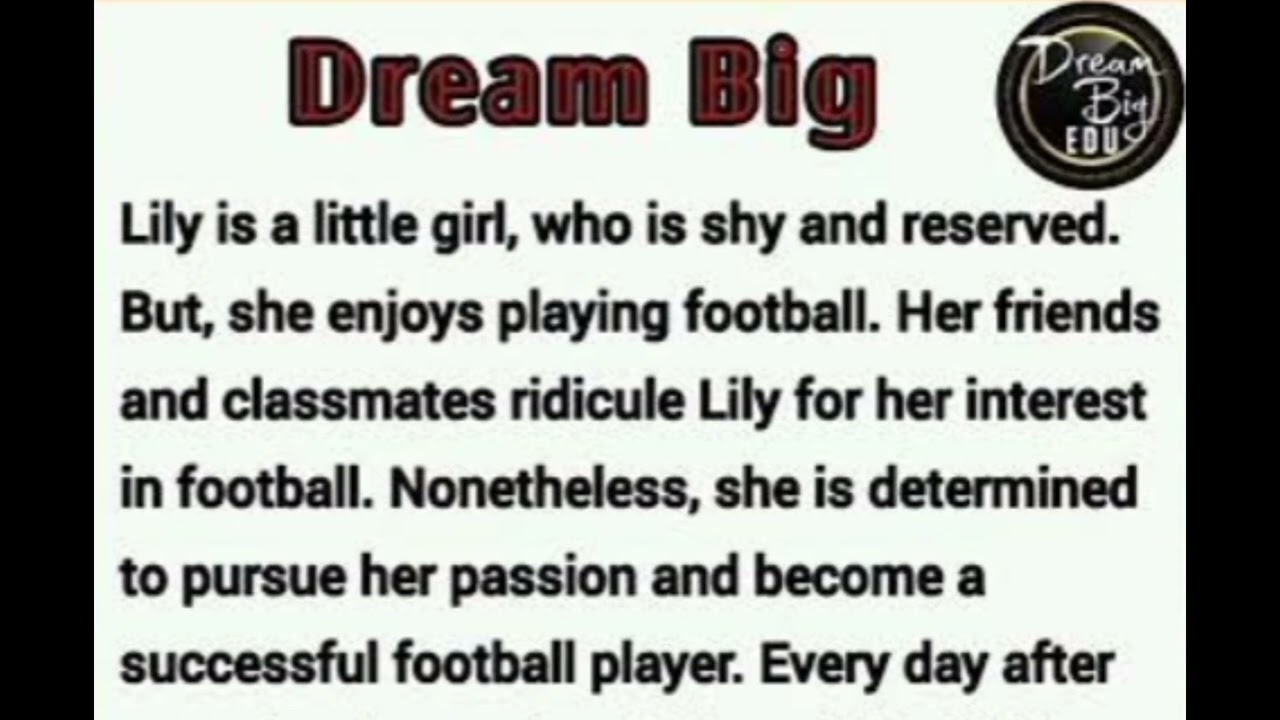 Dream Big | English Reading Short story and Translate in Hindi |