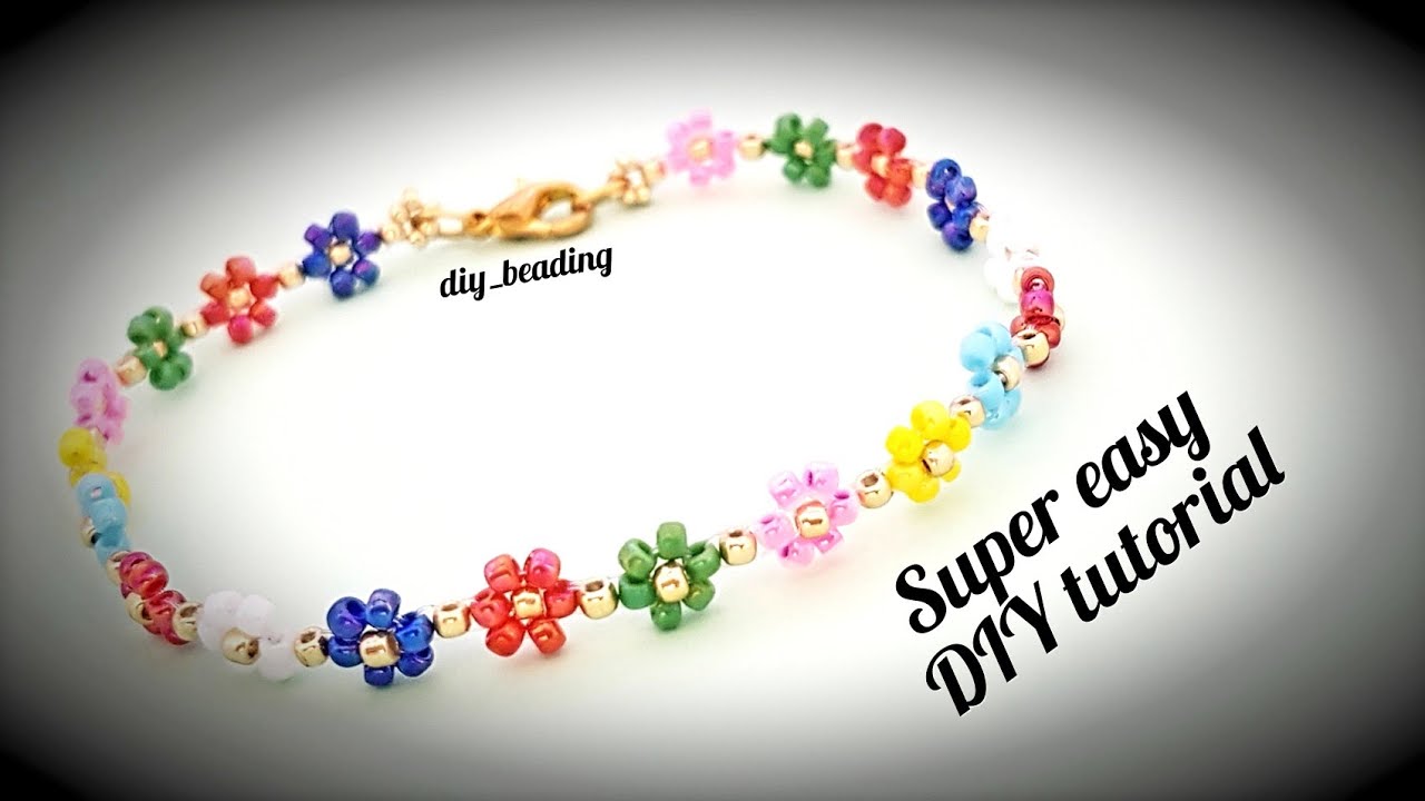 Daisy flower bracelet/Summer flower bracelet/Colorful seed beads bracelet/Handmade/Diy Beading