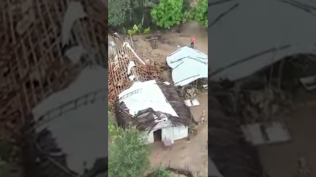 Aterro de represa se rompe decorrente as fortes chuvas #defesacivil #desabamento #destruicao