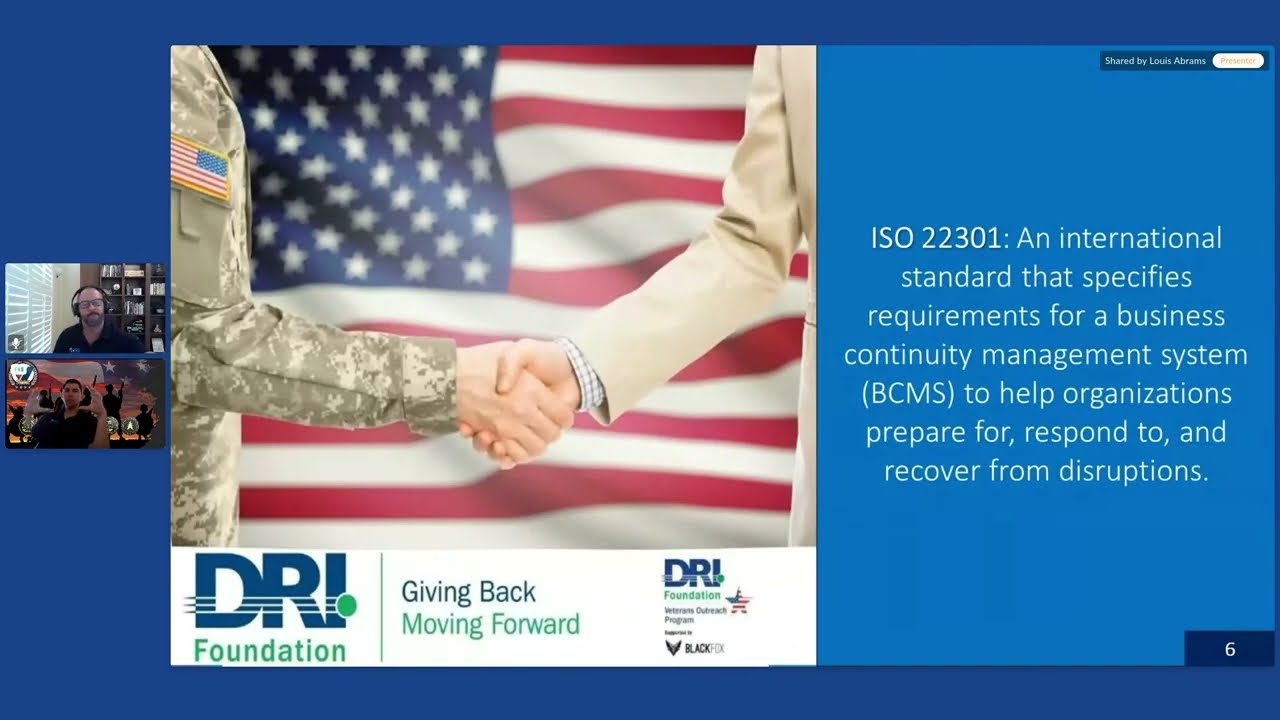 DRI Foundation – Veterans Outreach Webinar with Louis Abrams, CBCP