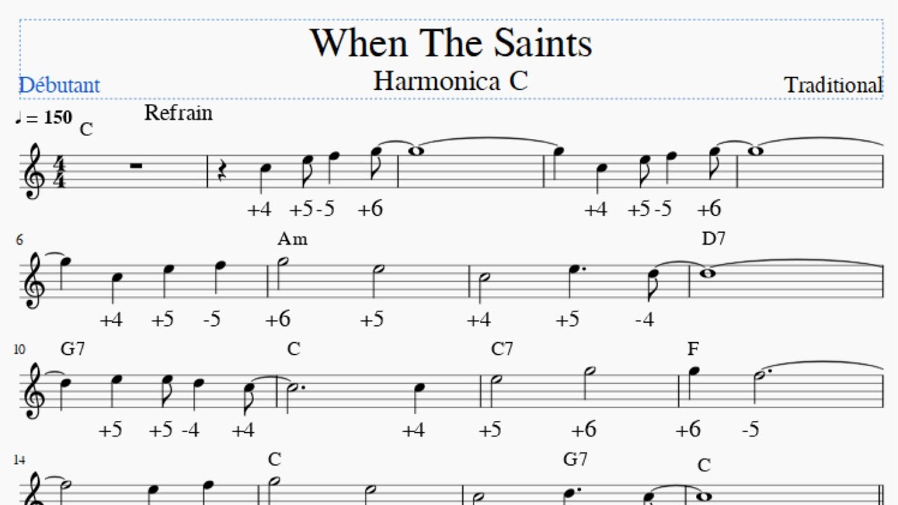 When The Saints – Harmonica C – Niveau Débutant
