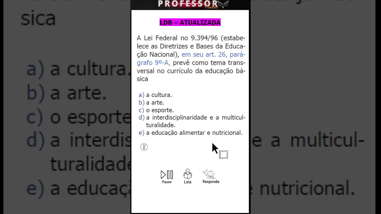 🔴LDB ATUALIZADA [ Art. 26 ] Quest&atilde;os da LDB |  Concurso Professor #ldb