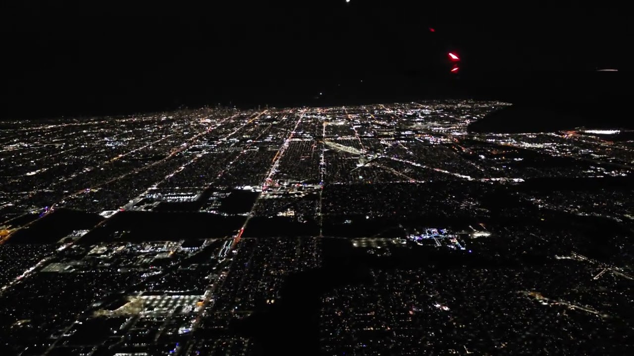(4K) Stunning Night Lights Of Chicago!   Takeoff From O'Hare Airport