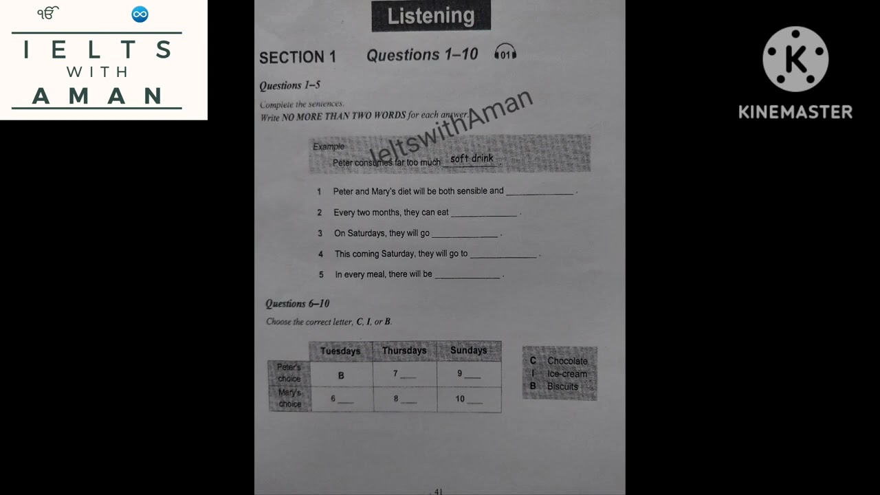 Peter and mary 's diet will be both sensible listening//book 2 test 1//ieltswithAman