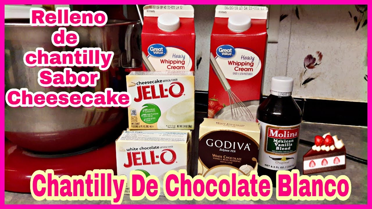 CHANTILLY DE CHOCOLATE  BLANCO Y RELLENO SABOR A CHEESECAKE NORMI AZUL