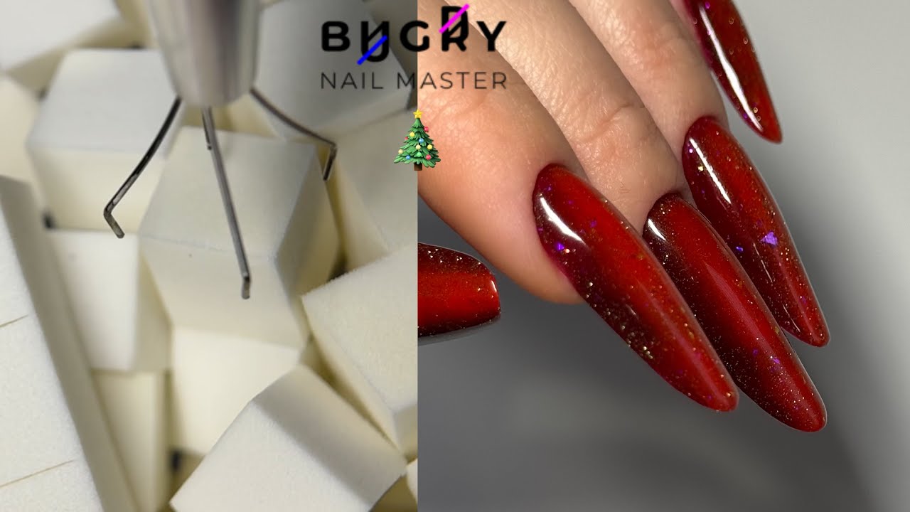 Новогодний огненный маникюр/ Градиент спонжем быстрее, чем слой цветника/ Татьяна Бугрий