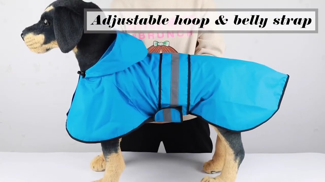 Reflective Dog Rain Coat - Waterproof Adjustable Pet Rain Jacket, Lightweight Dog Hooded Ponch