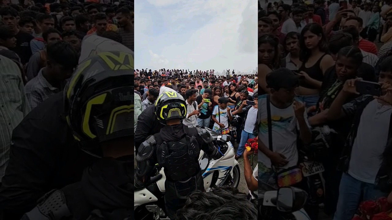Crazy Public Reactions for Superbike at Marine Lines💚#mumbai #superbike #hayabusa