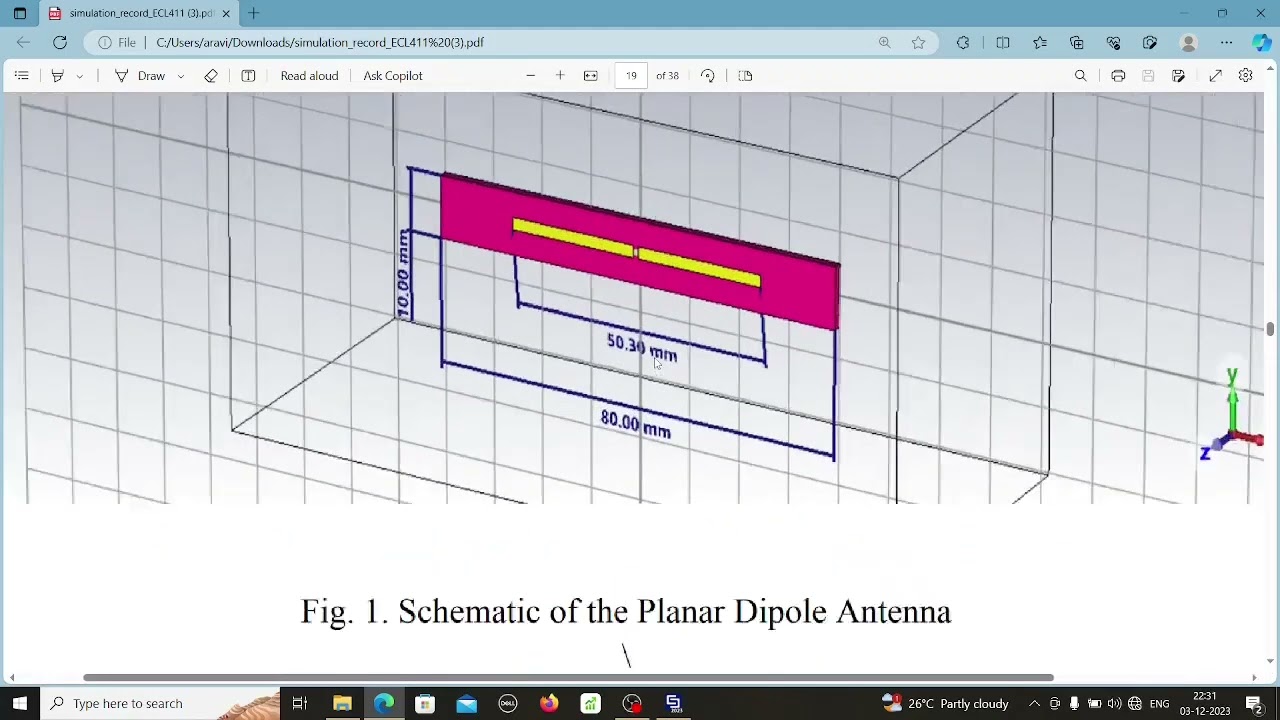Design and Simulation of Planar antenna using CST Microwave studio f=2.4 GHz